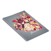 ピンクとシルバーのローズブーケパーソナライズされたの名前 ノートブック (右側)