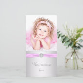 ピンクとシルバーの写真ありがとう サンキューカード (スタンド正面)