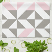ピンクとシルバーの幾何学的ジグザグ キッチンタオル (折り畳み)