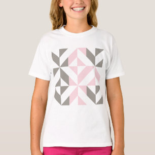 ピンクとシルバーの幾何学的ジグザグ Tシャツ