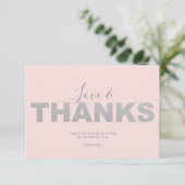 ピンクとシルバーの愛と感謝のカード ありがとう サンキューカード (スタンド正面)