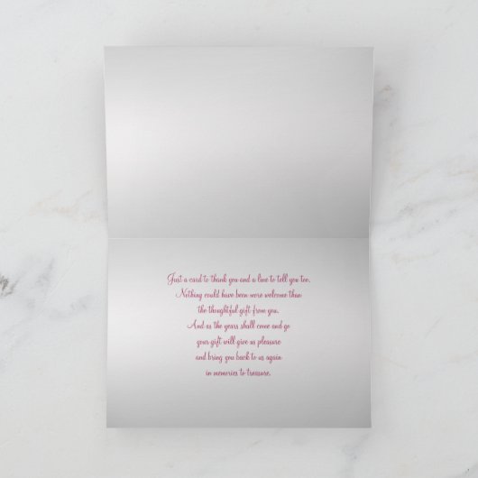 ピンクとシルバーの感謝カード サンキューカード (内部)