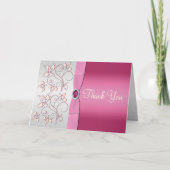 ピンクとシルバーの感謝カード サンキューカード (正面)