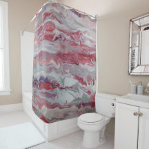 ピンクとシルバーの抽象芸術シャワーカーテン