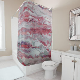 ピンクとシルバーの抽象芸術シャワーカーテン シャワーカーテン