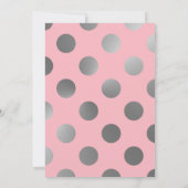ピンクとシルバーの水玉模様のベビーシャワー招待状 招待状 (裏面)