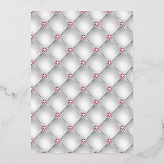 ピンクとシルバーの熱帯フローラ結婚のホイルのエキサイト 箔招待状 (裏面)