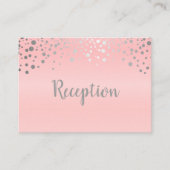 ピンクとシルバーの紙吹雪ドット – 披露宴 エンクロージャーカード (正面)