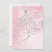 ピンクとシルバーの花柄の招待状 招待状 (裏面)