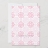 ピンクとシルバーの花柄 縮小結婚式ゲスト 案内状 (裏面)