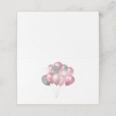 ピンクとシルバーの華やかなバルーンブーケ プレイスカード (外部開封)