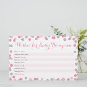 ピンクとシルバーの赤ちゃんシャワーがベビーカードを願う (スタンド正面)