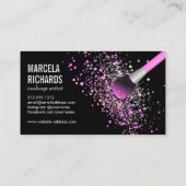 ピンクとシルバーの赤面紙吹雪メイクアップアーティスト 名刺 (裏面)