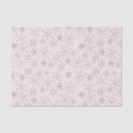 ピンクとシルバーの雪の結晶の冬のホリデー柄 薄葉紙