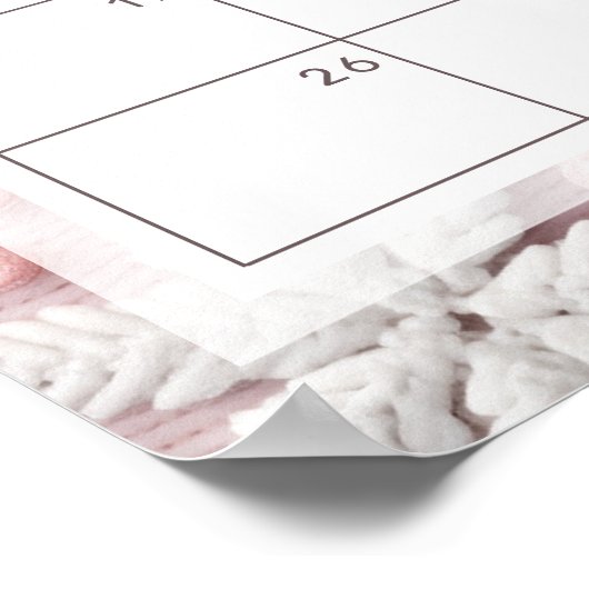 ピンクとシルバーの雪片が締め切りポスターを推測 ポスター (角)