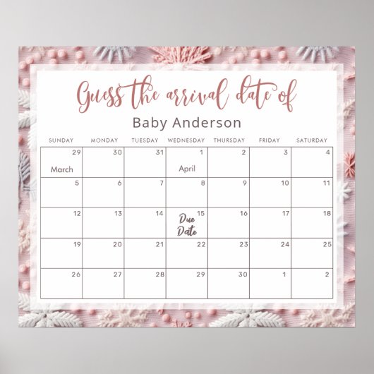 ピンクとシルバーの雪片が締め切りポスターを推測 ポスター (正面)