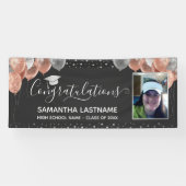 ピンクとシルバーの風船卒業バナー 横断幕 (横)