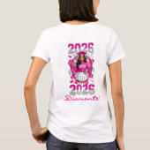 ピンクとシルバーの2026年卒業 Tシャツ (裏面)