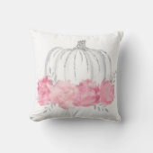 ピンクとシルバーウォーターカラーカボチャ装飾用クッション クッション (正面)