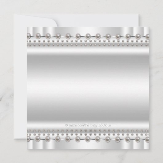 ピンクとシルバーエンジェル赤ちゃんシャワー 招待状 (裏面)