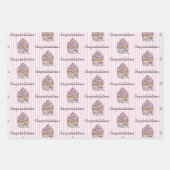 ピンクとシルバーカップケーキ ラッピングペーパーシート (正面3)