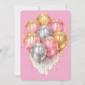 ピンクとシルバー＆ゴールドのサプライズ誕生日パーティー 招待状 (裏面)