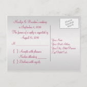 ピンクとシルバーR.S.V.P.ポストカード インビテーションポストカード (裏面)