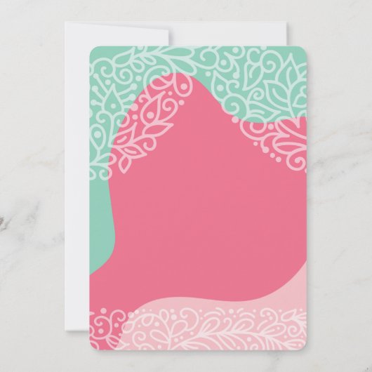 ピンクとシーグリーン女の子の誕生発表 案内状 (裏面)