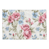 ピンクとスカイブルーのフローラ-水玉模様- モノグラムの 枕カバー (裏面-右)