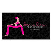 ピンクとスキントーンヨガポーズシルエット マグネット名刺 (正面)
