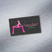 ピンクとスキントーンヨガポーズシルエット マグネット名刺 (インサイチュ)