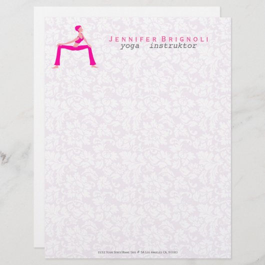 ピンクとスキントーンヨガポーズシルエット レターヘッド (正面/裏面)