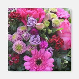 ピンクとスミレの花束 マグネット