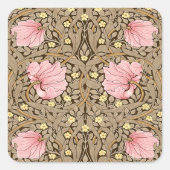 ピンクとセピアのWモリスのパーペネルパターン スクエアシール (正面)