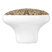 ピンクとセピアのWモリスのパーペネルパターン セラミックノブ (側面)