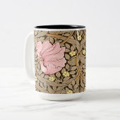 ピンクとセピアのWモリスのパーペネルパターン ツートーンマグカップ (正面左)