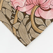 ピンクとセピアのWモリスのパーペネルパターン フリースブランケット (角)