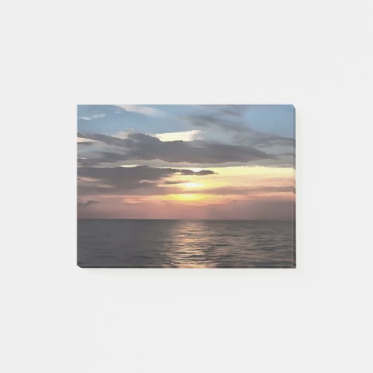 ピンクとセルーリアンブルー芸術的海サンライズ ポストイット (正面)