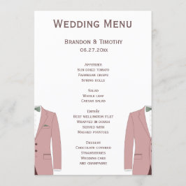 ピンクとセージのゲイ結婚のメニューカード メニュー