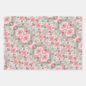 ピンクとセージのパターン ラッピングペーパーシート (正面)