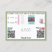 ピンクとセージのビジネス写真QRコード3.5 x 2.5 名刺 (裏面)