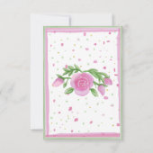 ピンクとセージの水の色のバラ女の子の赤ちゃんシャワー 招待状 (裏面)