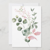 ピンクとセージの花のエレガントなスクリプト結婚式 招待状 (裏面)