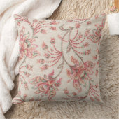 ピンクとセージの花オンアイボリー装飾用クッション クッション (ブランケット)
