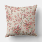 ピンクとセージの花オンアイボリー装飾用クッション クッション (裏面)