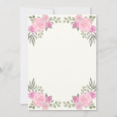 ピンクとセージグリーンの花の90歳の誕生日 招待状 (裏面)