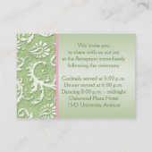 ピンクとセージ緑のダマスクのエンクロージャカード エンクロージャーカード (裏面)