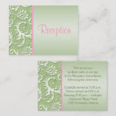 ピンクとセージ緑のダマスクのエンクロージャカード エンクロージャーカード (正面/裏面)