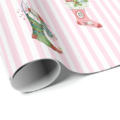 ピンクとセージ緑のヴィンテージクリスマスギフトラップ ラッピングペーパー (ロールコーナー)