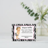 ピンクとゼブラプリント小さなプリンセスおむつラッフル エンクロージャーカード (スタンド正面)